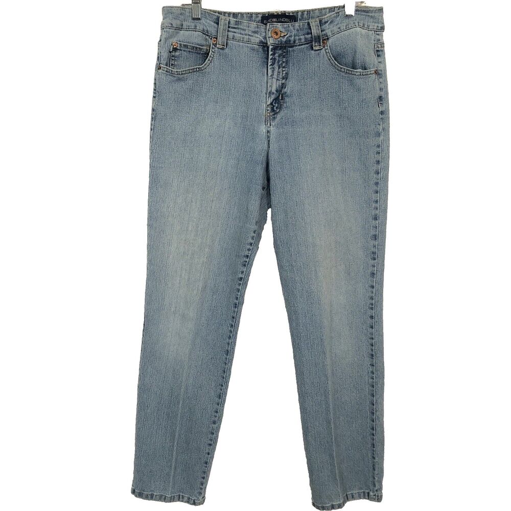 BandolinoBlu Womens Mandie Classic Fit Straight Leg Jeans Size 14 Medium Wash